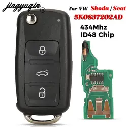 Jingyuqin 5K0 837 202 AD llave remota 434MHz id48 para VW Golf Mk6 Estate Caddy Eos Jetta Polo Scirocco Tiguan Skoda/Sat Cordoba