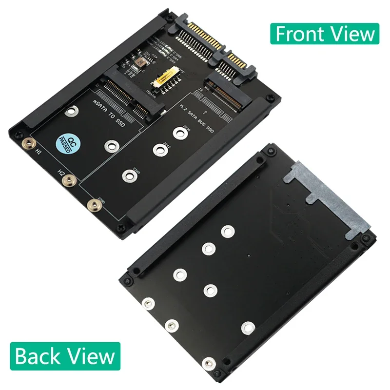 Carte adaptateur 6Gbps B + M Key M.2 NGFF SSD vers 2.5 "SATA 3.0 boîtier métallique mSATA SSD avec prise de boîtier de carte Riser mSATA M2 vers SATA