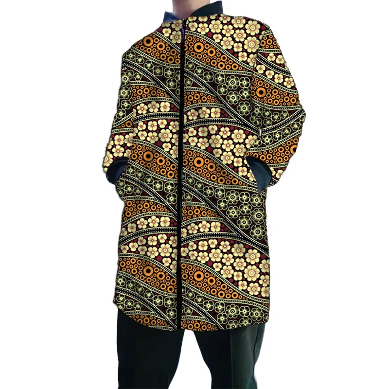 Jaqueta bomber masculina sob medida, design moderno, estampa de alta costura africana, gola longa, casaco masculino de alta costura nigeriana