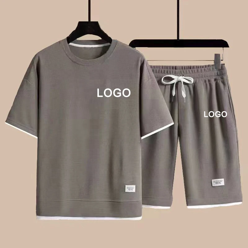 Customized Printed T-shirts Short Pants 2-Piece Suit Men Summer Fashion Short Sleeve Tracksuit Set Shorts Streetwear Tee Tops