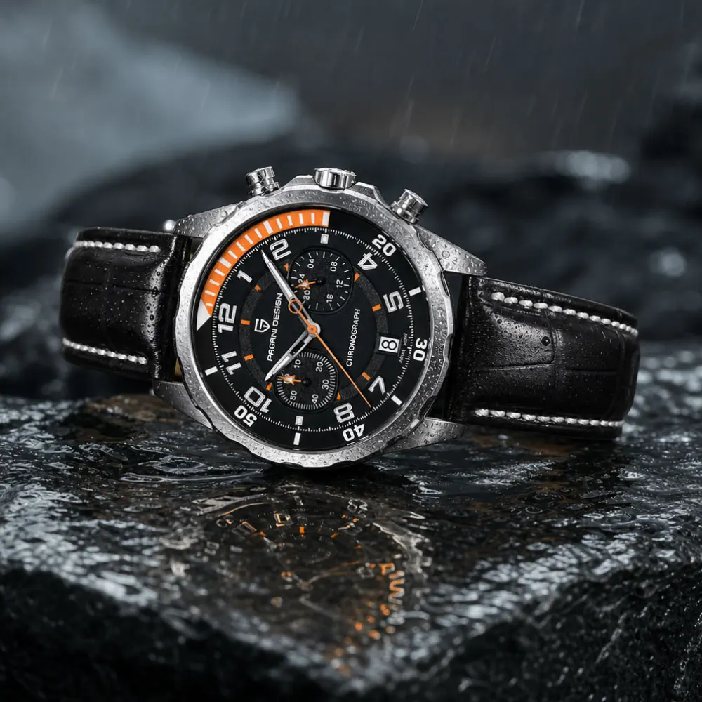 PAGANI DESIGN Classic Leather Men Watch Japan VK64 Movement Quartz Wristwatch Top Brand Sports Waterproof Watches for Men's Gift