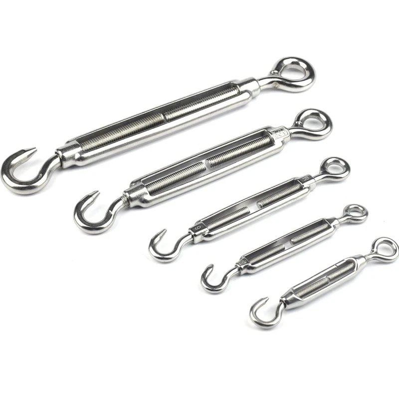 M5~M24 Turnbuckle 304 Stainless Steel Wire Rope Tension Device Shading Net Tarpaulin Installation DIY Tools Flange Bolt Hook