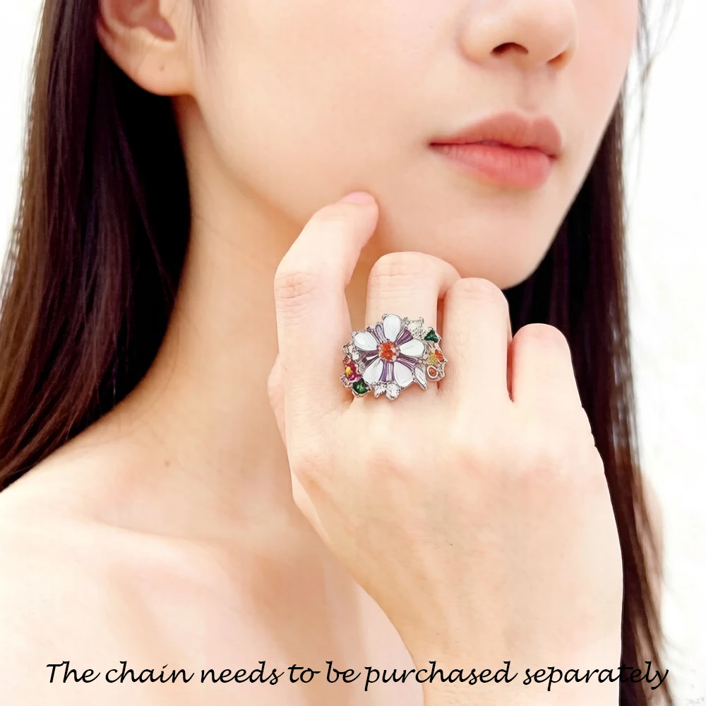 Colourful Flowers Ring 2023 Brand New Fine Jewerly Bohemia 925 Sterling Silver Gift For Women