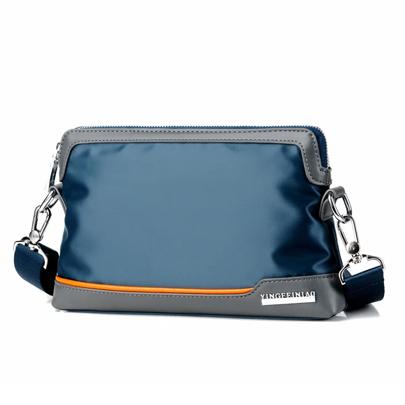 Bolso de mano de nailon para hombre, bandolera impermeable para teléfono, bolso de un solo hombro, color negro, azul marino, 2022