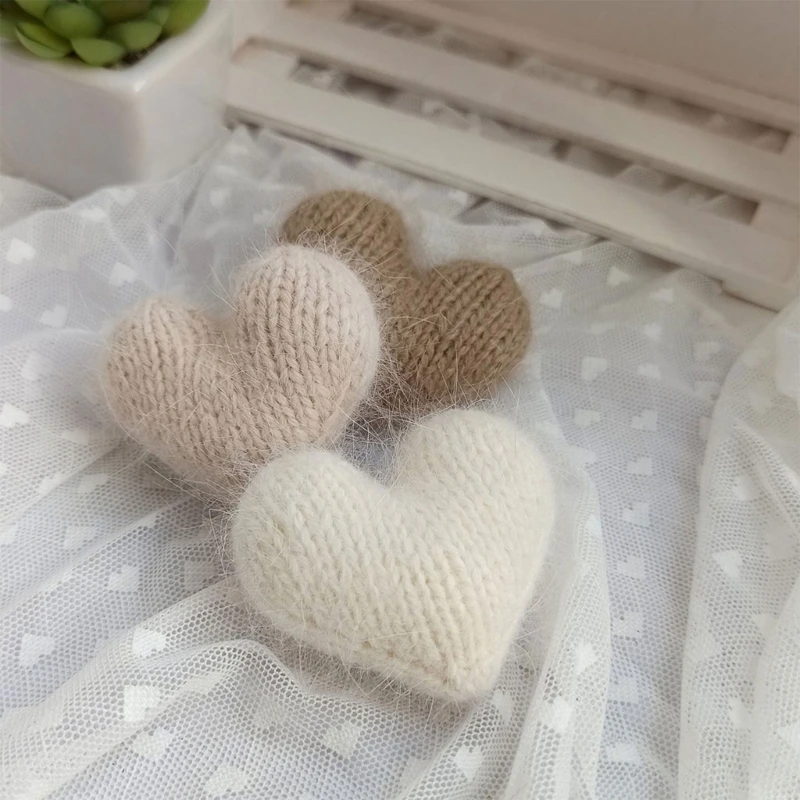 1pc Love Heart Newborn Photography Props Handmade Knitted Mohair Heart  Prop for Baby Studio Photo Shooting Backdrop Accessories