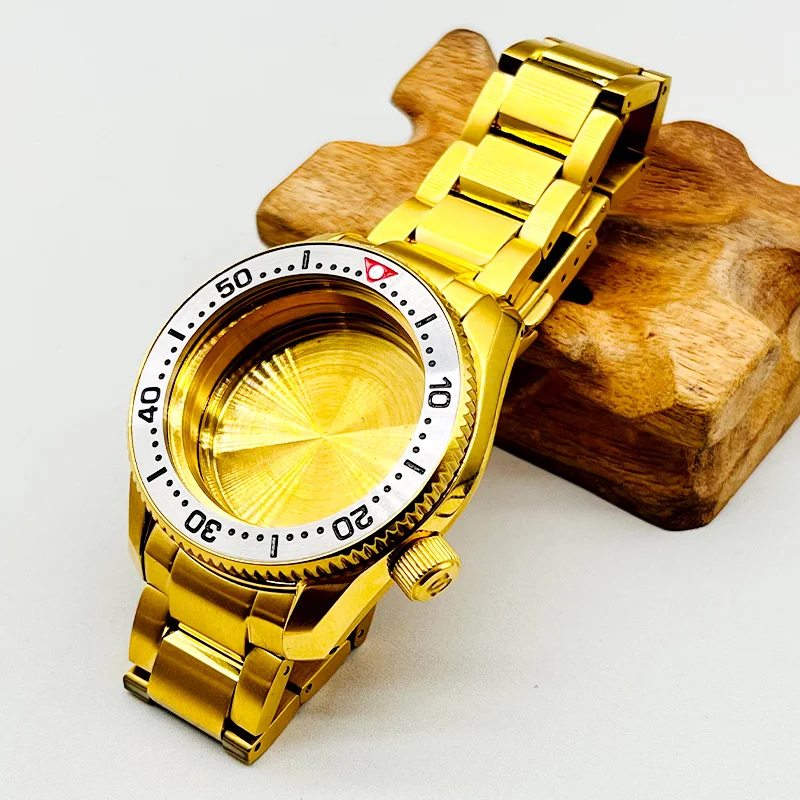 Gold NH35 Watch Case with Strap Fit Seiko SPB185 SPB187 Case For NH35 NH36 Movement Install Stainless Steel Bracelets Watch Case