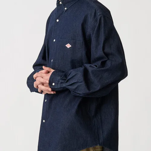 Cotton Denim Shirt Long Sleeve Spring Autumn Casual Embroidered Pure Color Men's Fashion Standard Fit Youth Popular Style