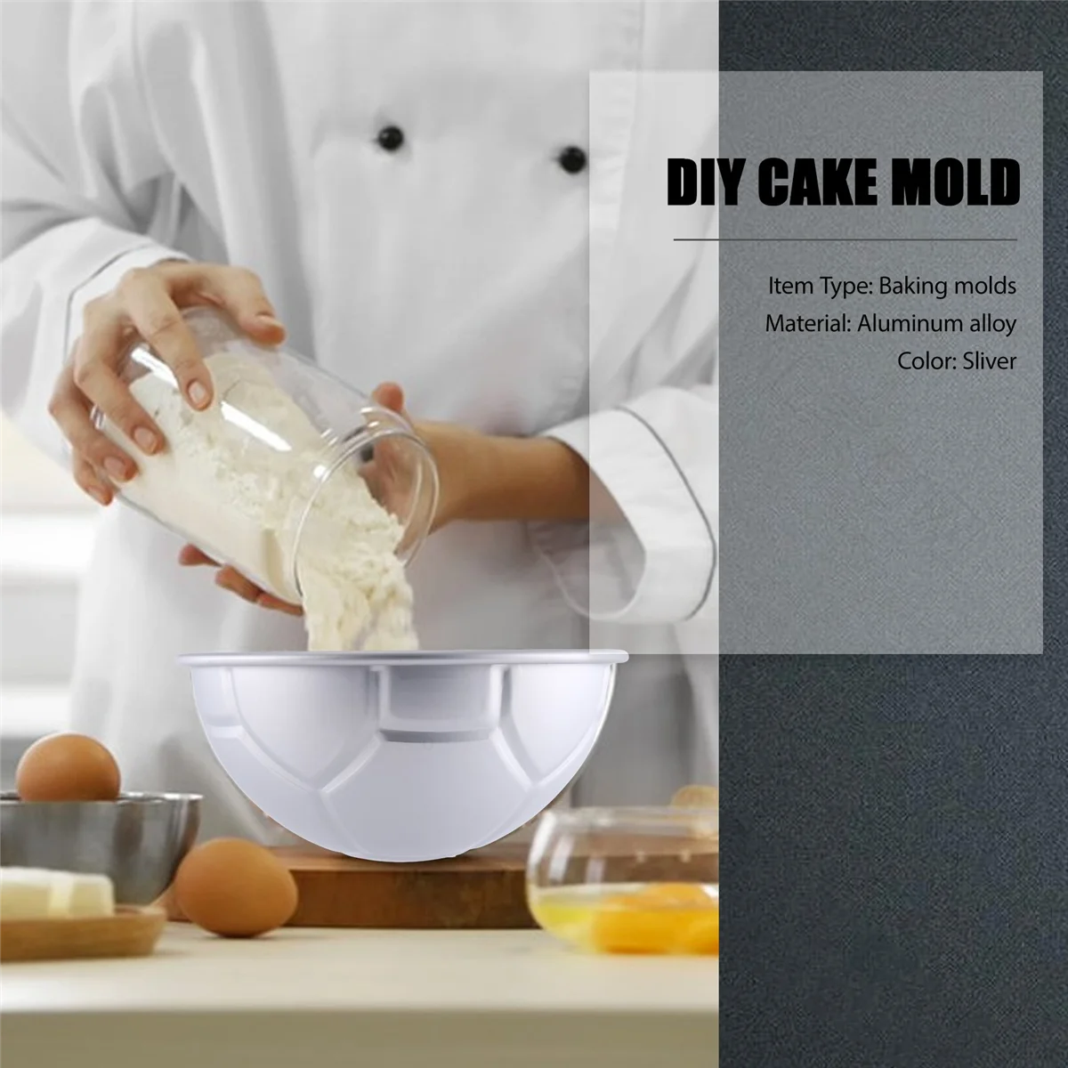 Hot New 1 PCS 3D Half Round Ball Shaped Football Cake Mold 8 inch Thickening Aluminum Alloy Mould Birthday Baking Pan