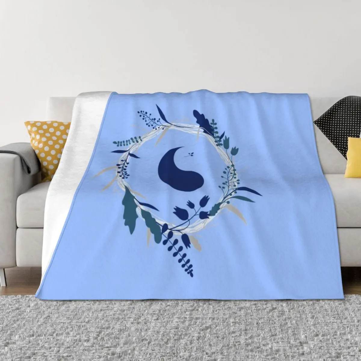 

Blue Ajah (Floral Design) Throw Blanket christmas gifts Luxury Designer Flannel Fabric Quilt Blankets