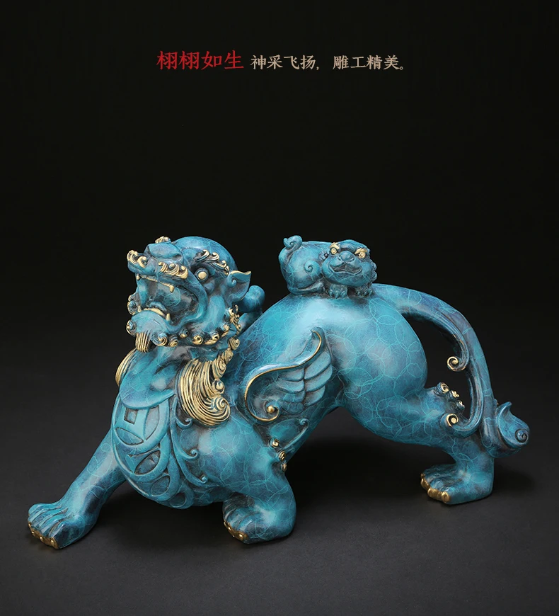 متجر المنزل شركة متجر التميمة تعويذة جلب الثروة المال حسن الحظ التنين بي شيو البرونزية النحت فنغ شوي تمثال ديكور