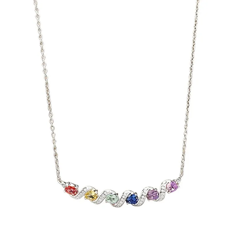 New cultivation 100% S925 silver smile rainbow bridge dopamine necklace light luxury ins style niche women's wedding jewelry