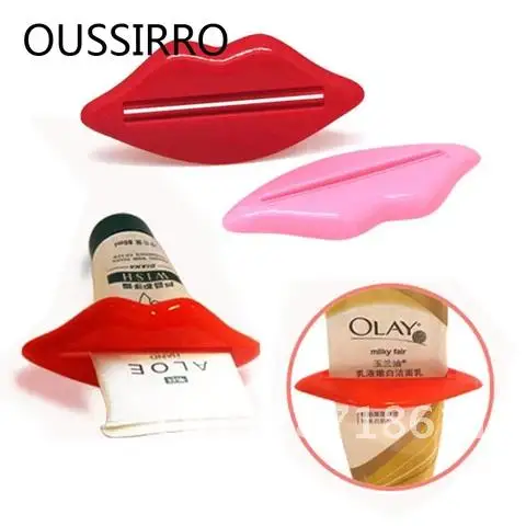 Top 2Pcs Hot Sale Sexy Lip Kiss Bathroom Tube Dispenser Toothpaste Cream Squeezer Home Tube Rolling Holder Squeezer