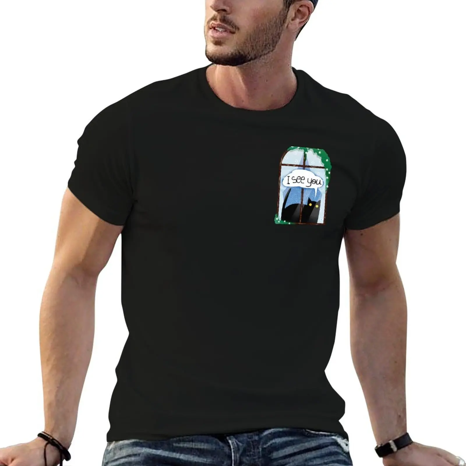 He sees you T-Shirt graphic t shirt vintage Man t-shirt plain t shirts men