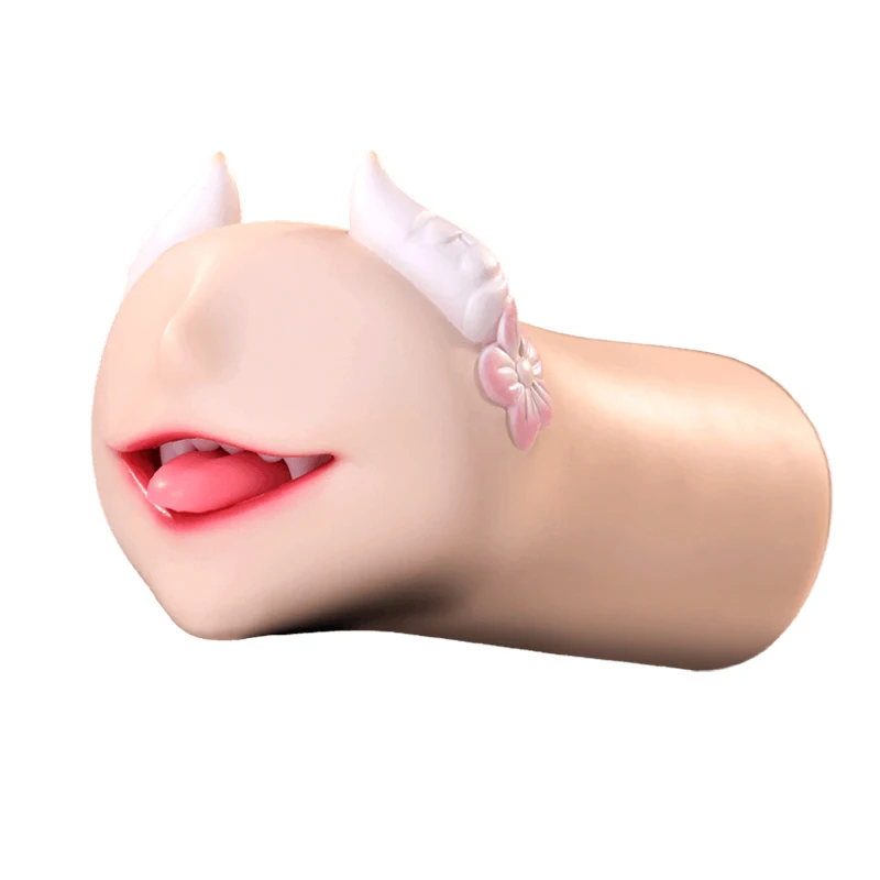 YUU Genki Succubus Mouth Male Masturbator Oral Sex Toys Pocket Pussy Soft Tongue Fangs Friction Platinum Silicone Masturbation