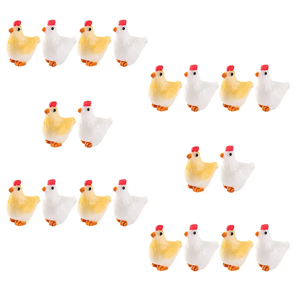 

20 шт. миниатюрных фигурок кур из смолы для микроландшафта, сада, домашнего декора, украшения в форме маленьких животных