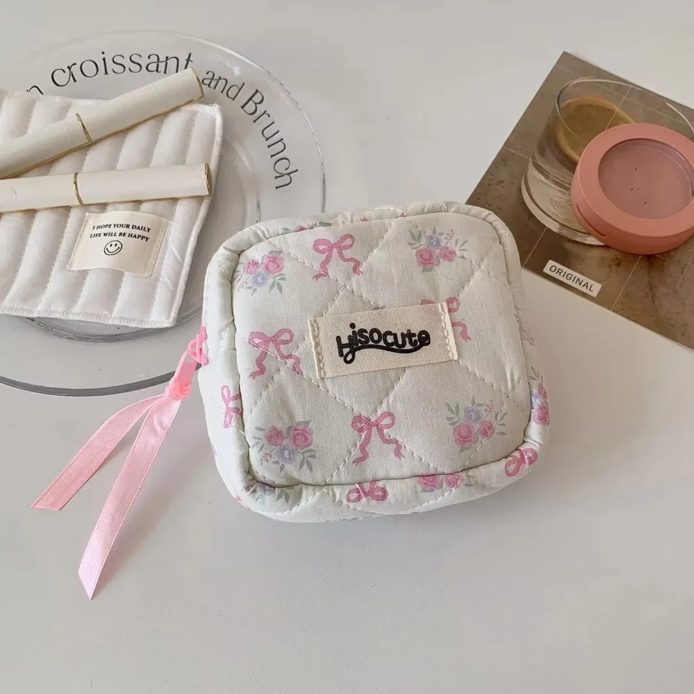 Creative Bowknot Sanitary Pads Bag Data Cables Organizer Large Capacity Small Cosmetic Bag Multipurpose Napkin Pouch Storage Bag