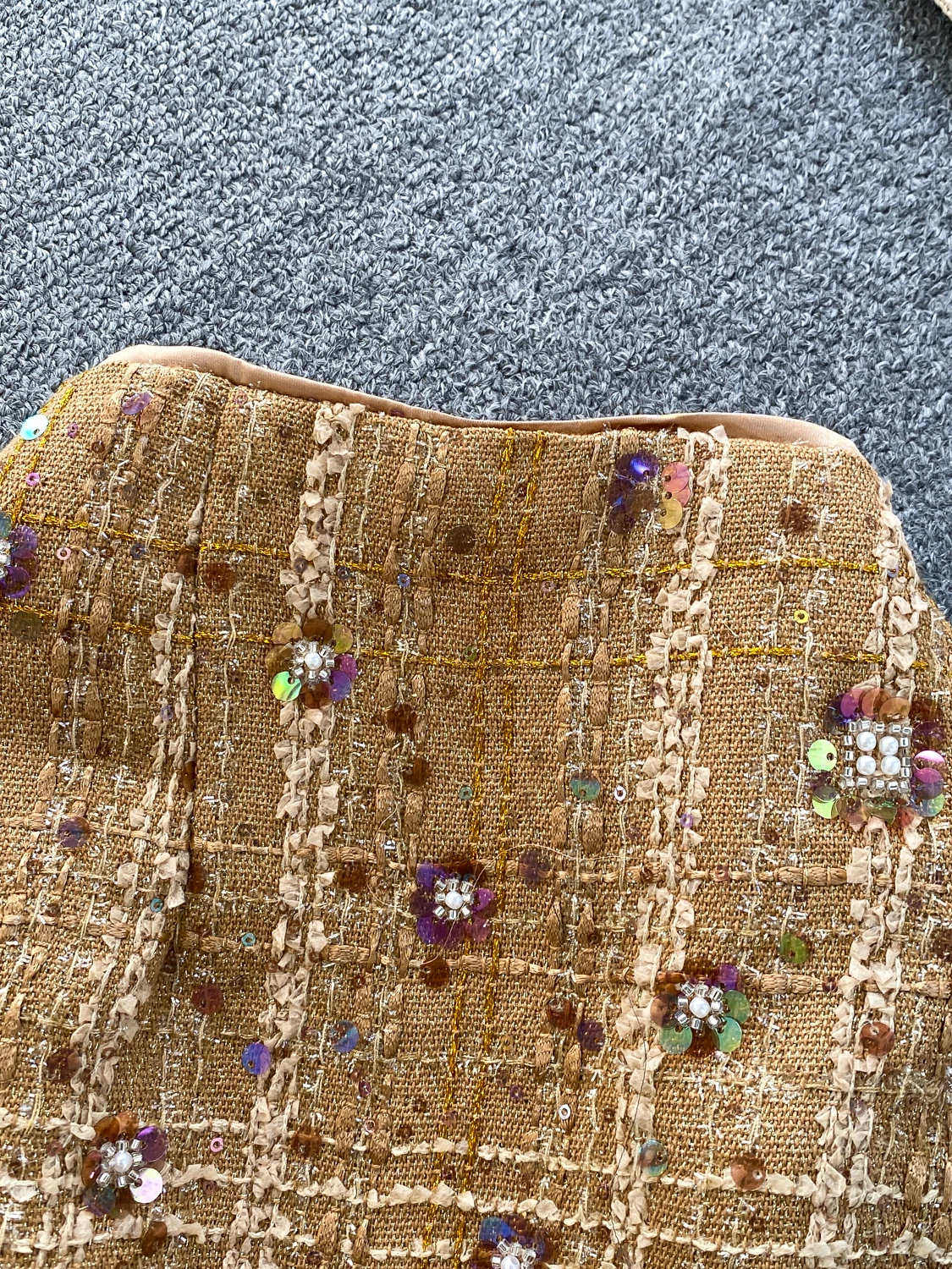 Ele Heavy Embellied Sequin Tweed Slim Fit Damenrock Luxus SLE High Waist Ballkleidrock mit