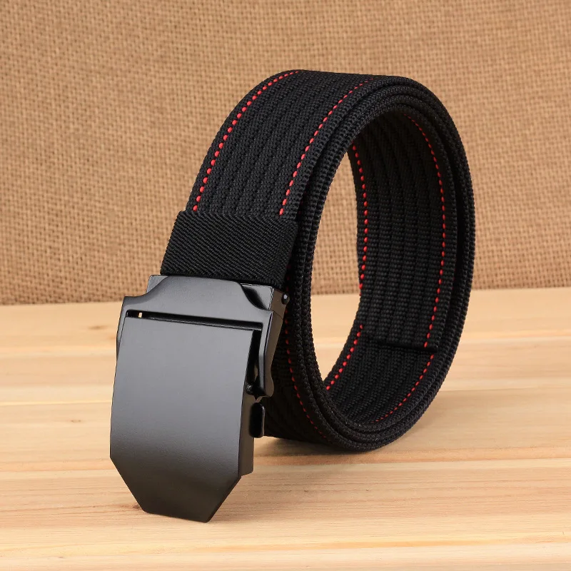 

Cowboy Canvas Belt Jeans Zinc Alloy Black Buckle Breathable Nylon Leisure High Quality Men Belt Wide 3.8cm