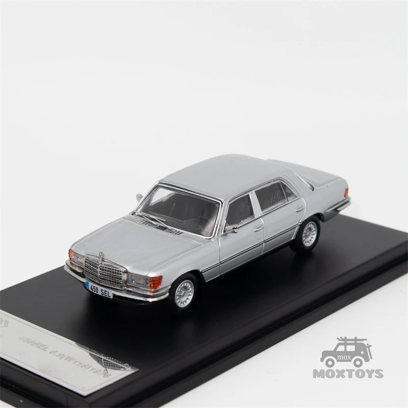 Carro modelo MaxWell-Diecast, 1:64, 1976 S 450SEL W116, branco prateado e preto, descodificação 699