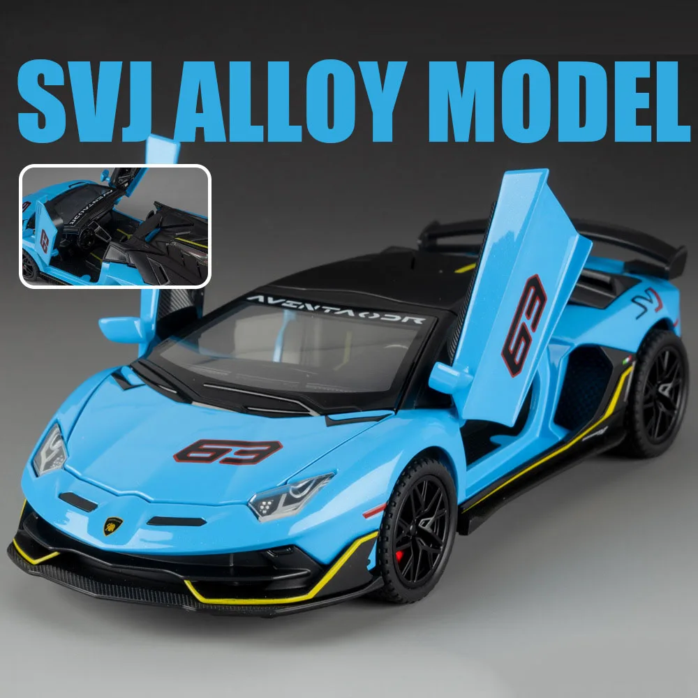 

1:32 Lambor SVJ63 720S Игрушка из сплава, литая под давлением модель автомобиля, колесо с откатным механизмом, миниатюрный суперкар со световой музыкой, сбор сувениров