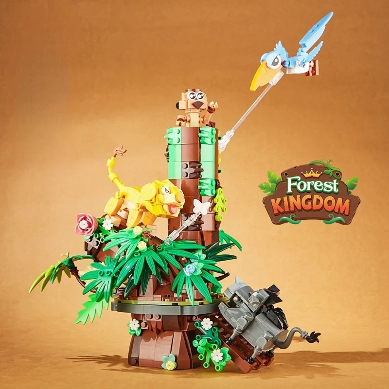 Mystic Forest Kingdom Animal Building Block Model, Wild Creature Small Brick Assembly Desktop Collectible Craft Ornament
