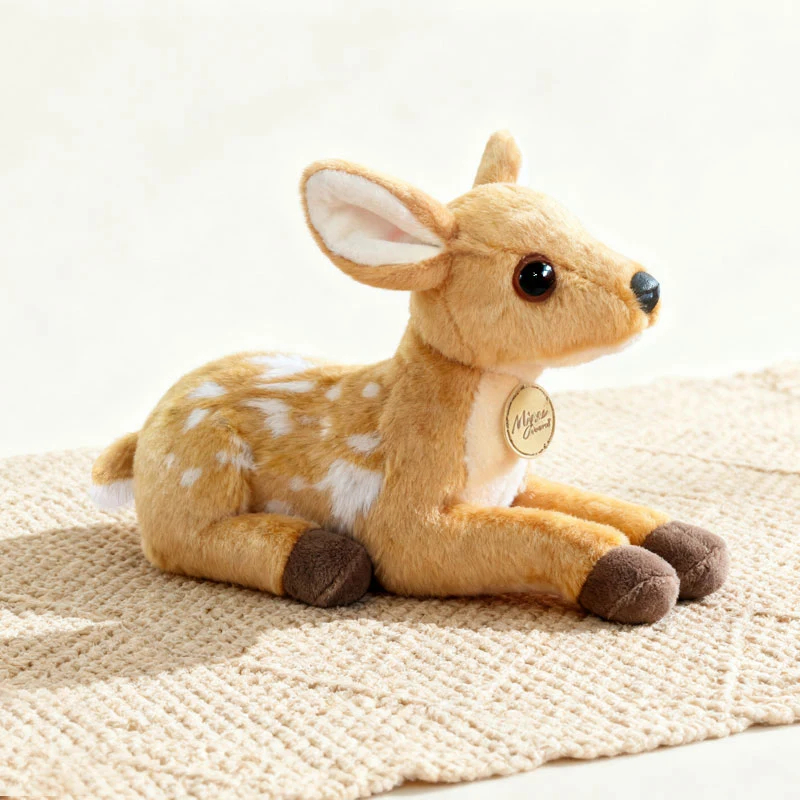 

Cleverness Lying Prone Spotted Deer Plush Toys Soft Stuffed Lifelike Elk Doll Lovely Desktop Companion Christmas Home Decor