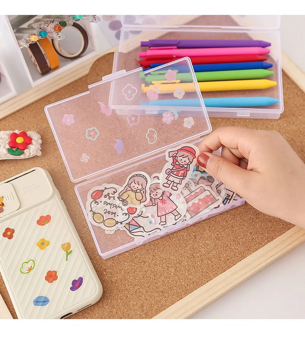 Transparent School  Supplies Desk Storage Box Storage Box Pencil Box Desktop Organizer Plastic