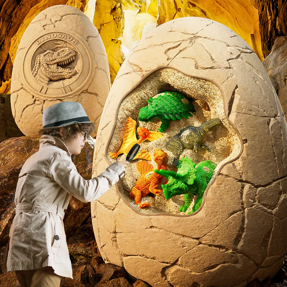 Children archaeology dig dinosaur eggs toy dinosaur fossils Boys and girls diy handmade blind box dig earth dig treasure puzzle