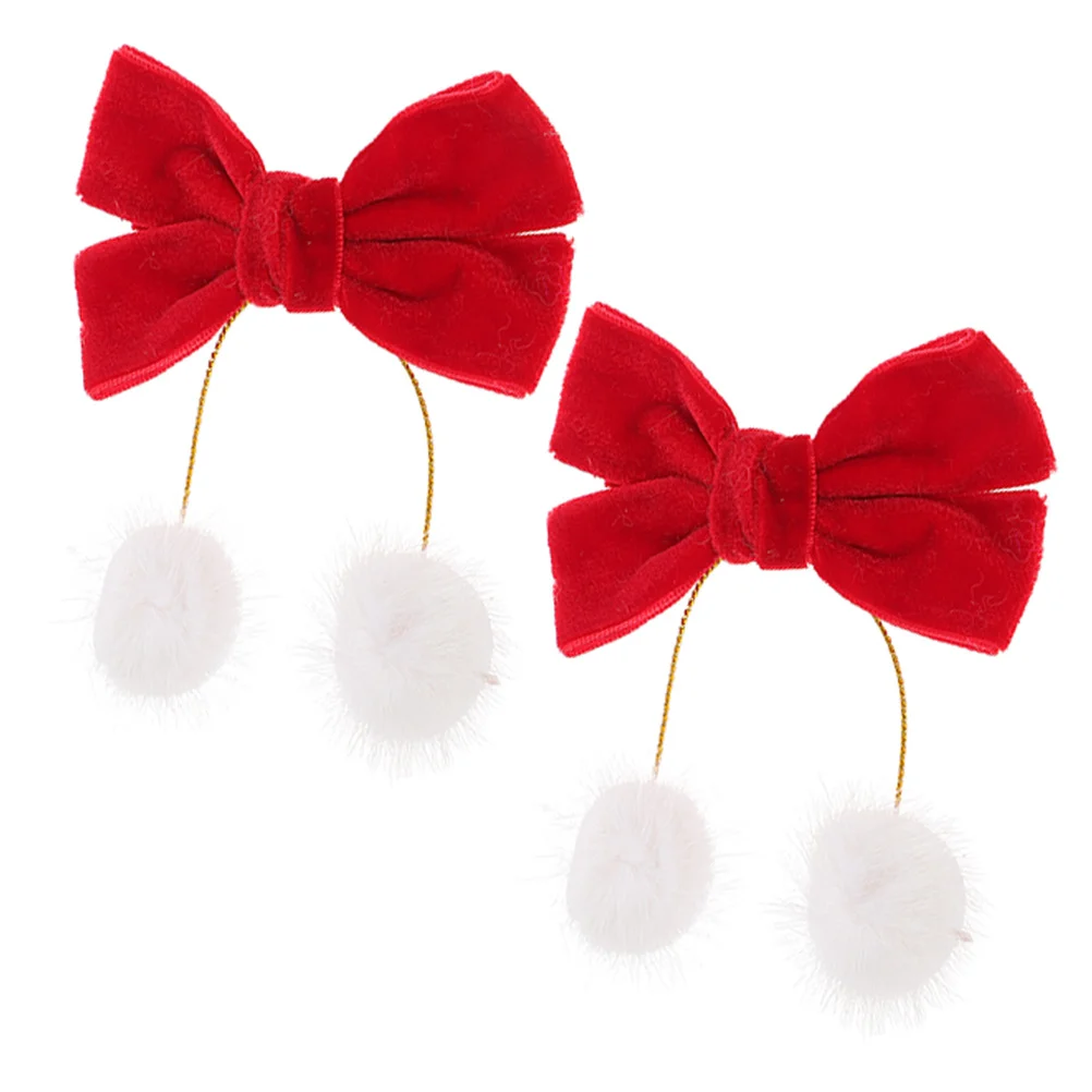 2 pinzas para el pelo de seda para niños, accesorios para lazos para el pelo con borlas, bolas peludas, lazo para cumpleaños, Navidad, lazos de boda para niñas