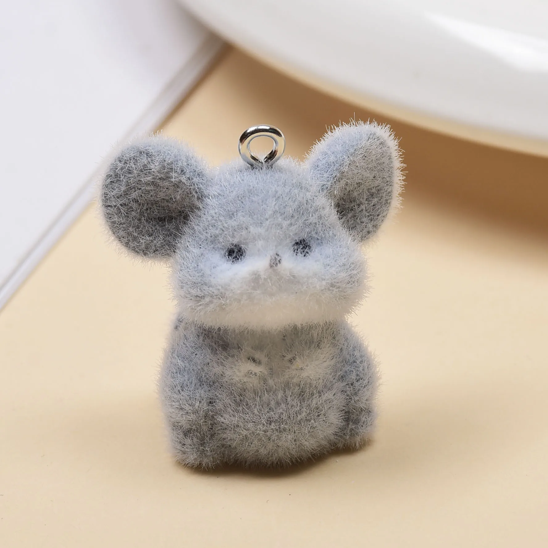 20pcs Flocking Resin Mouse charms Cartoon animal Doll Pendant For  animal necklace Keychains diy Handmade jewelry fittings
