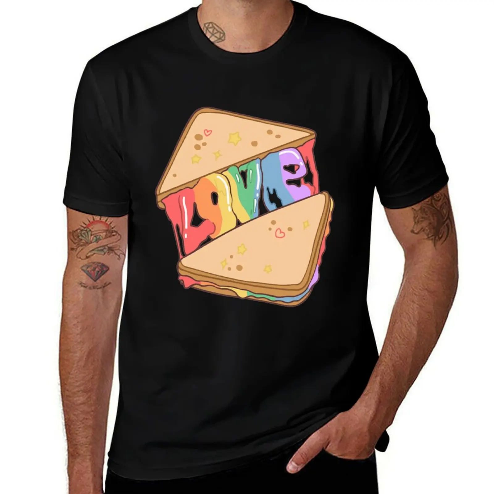 

Rainbow Pride Grilled Cheese T-Shirt men t shirt cotton 100% t shirts for man cotton soft t shirt man designer T-Shirt