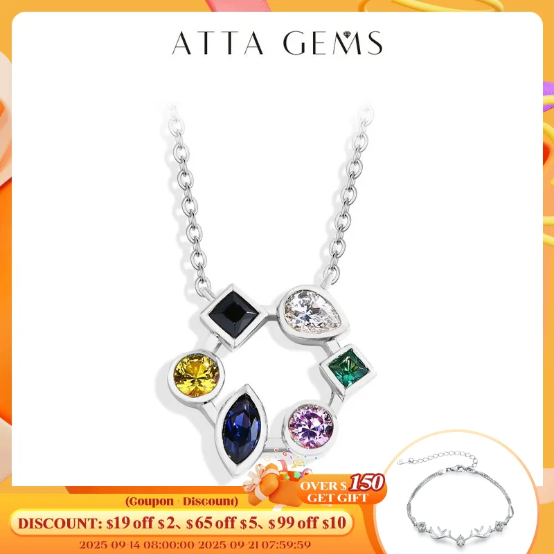 

ATTAGEMS S925 Sterling Silver Necklace 18K Yellow White Gold Plated O-chain Pear Zircon Marquise Sapphire Jewelry Gift For Women