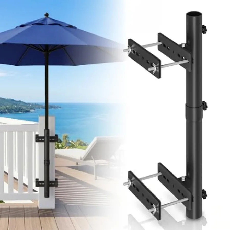 

Heavy Duty Deck Umbrella Mount, Adjustable Patio Umbrella Holder for Deck Railing, Space Saver Patio Umbrella Clamp, Deck Umbre