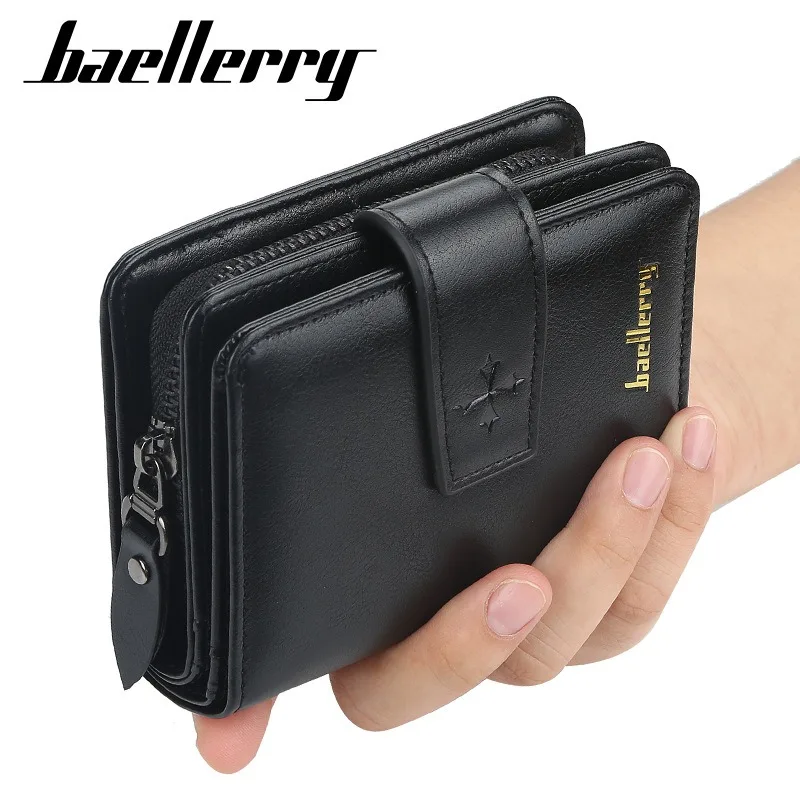 Baellerry Business Men Luxury Brand Wallets Zipper Card Holder Male Purse PU Leather Vintage Coin Holder Men Wallets