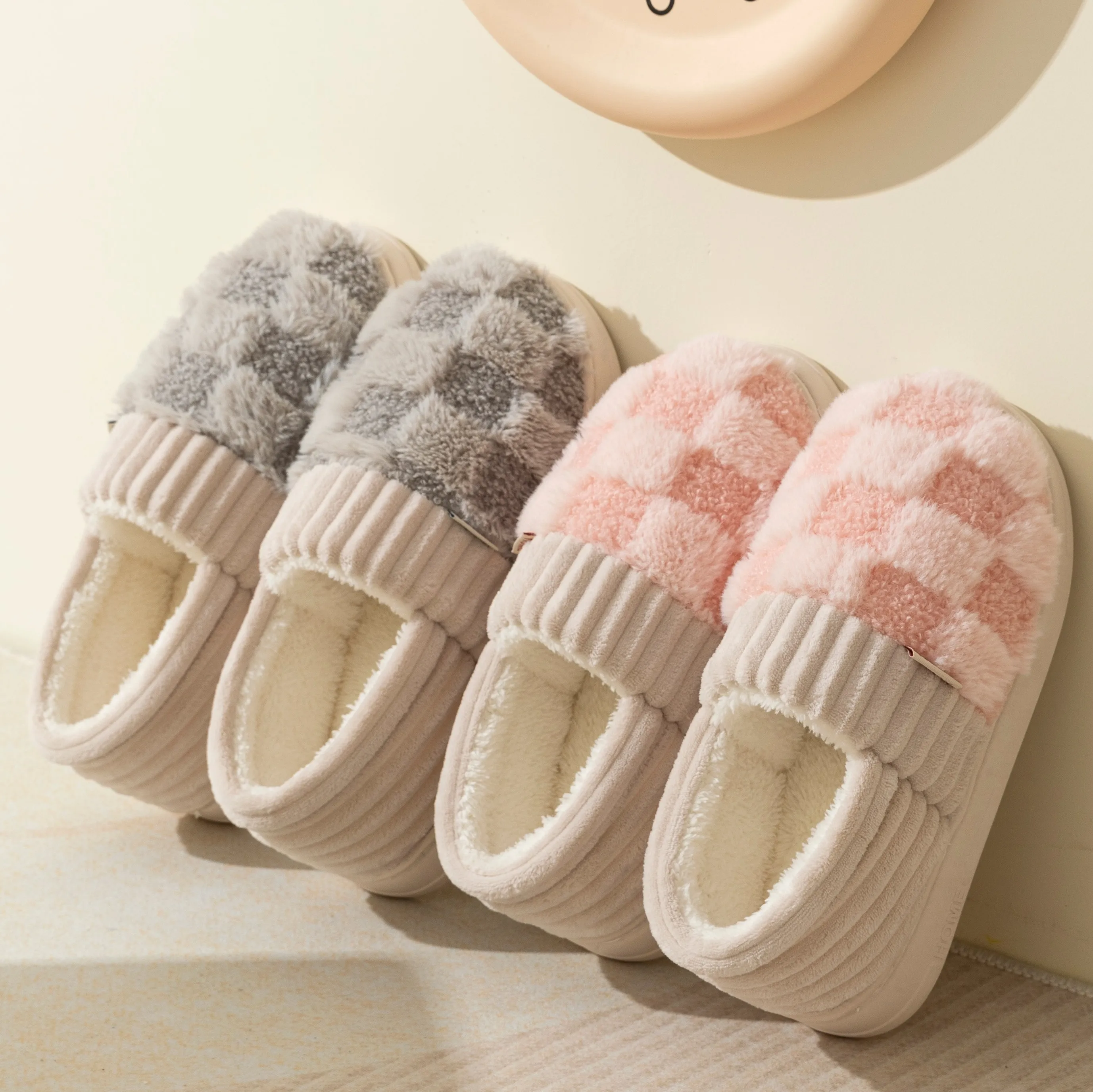 Fashion Couple Winter Wrap Heels Warm Ladies Fluffy Slippers Soft Non-slip Slides For Women Men Indoor Mule Home Cotton Shoes