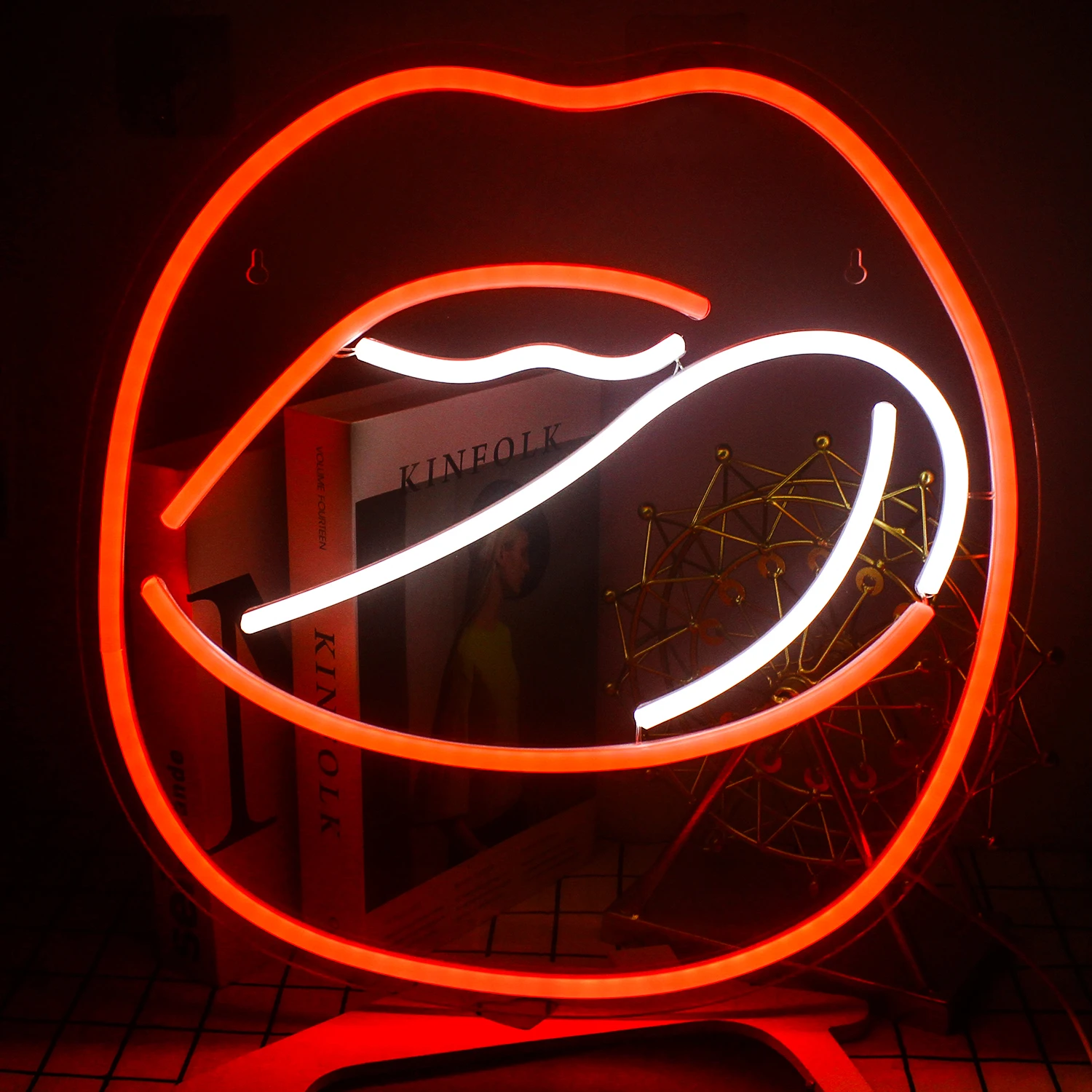 

Lips Neon Sign Flame Red Lips Big Tongue Shape Led Sign Sexy Red Lips New Neon Signs Wall Decor for Children Girls Bedroom Party