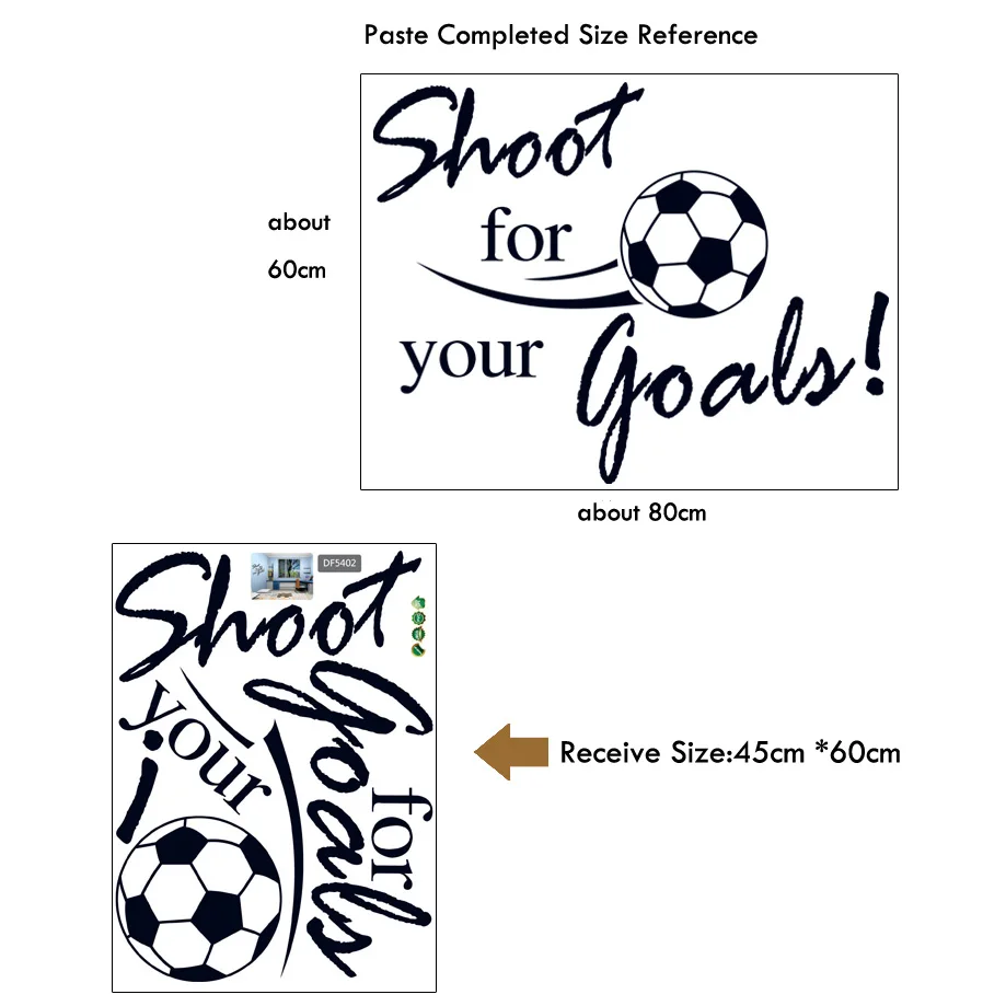 Flying Football Shoot For Your Goal Wall Sticker English Letters Home Decals Stickers For Kids Room Living Room Decor Mural