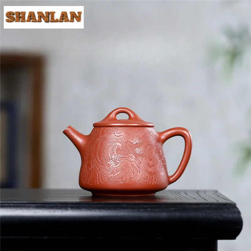 220ml Classic Yixing Purple Clay Teapot Handmade High Stone Scoop Pot Raw Ore Zhu Mud Kettle With Strainer Chinese Zisha Tea Set