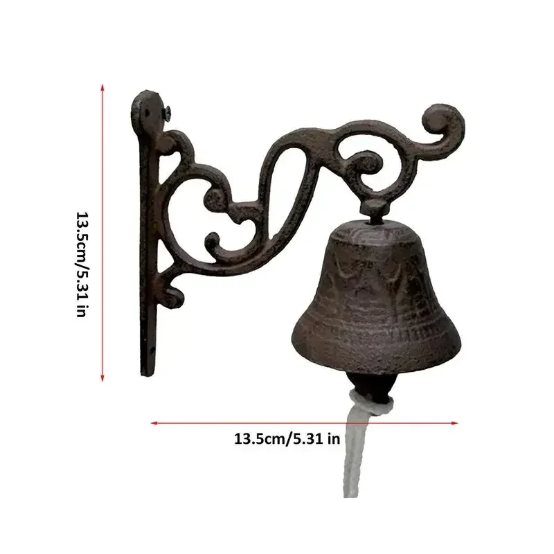 Retro Garden Rustic Bell Vintage Large Cast Iron Wall Mounted Metal Door Bell for Farm House Outside Decorative Accent Bells