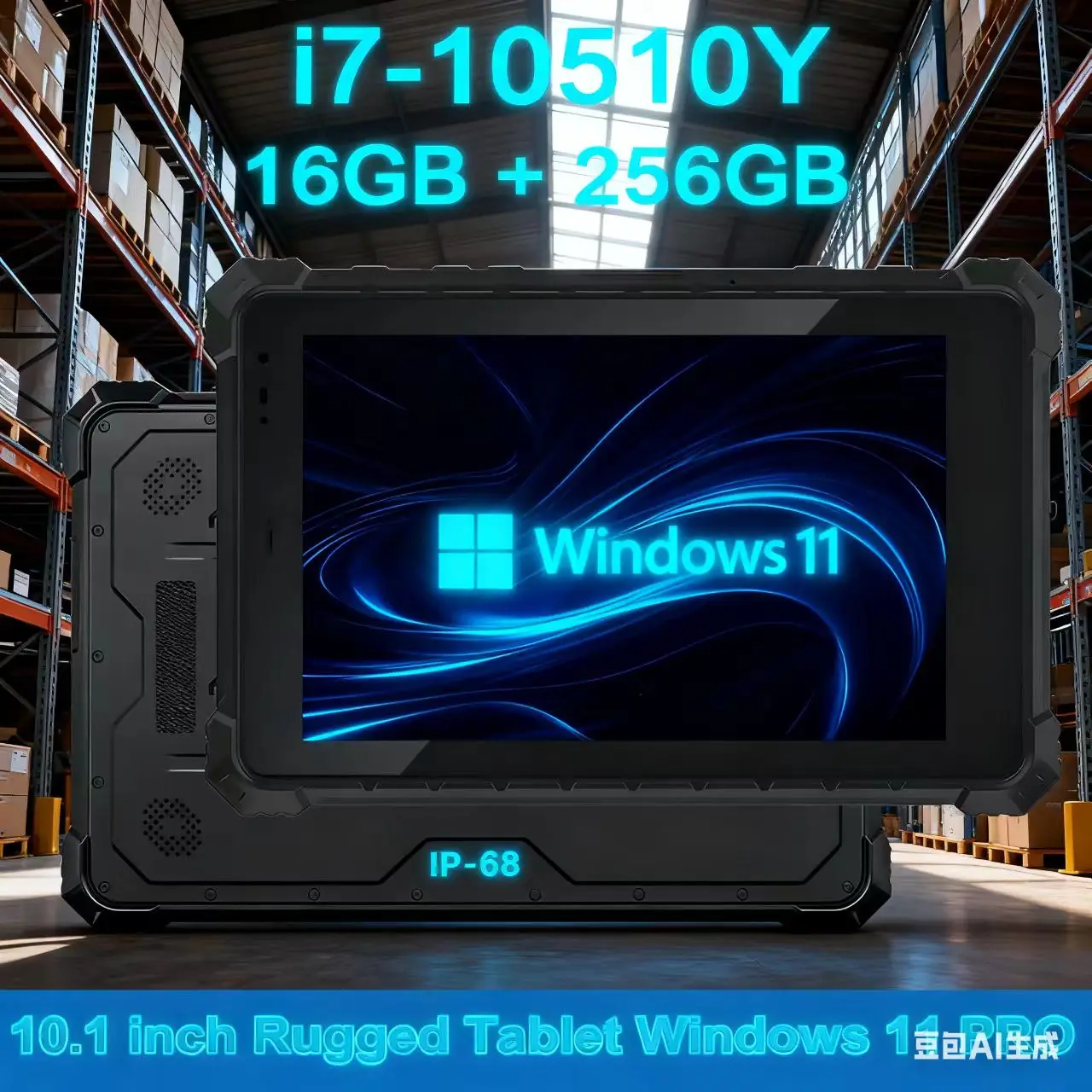

Intel i7-10510Y Industrial Tablet 10.1' Windows 11 pro 4G LTE RJ45 RS232 HDMI 1D/2D Barcode Scanner NFC IP68 Rugged