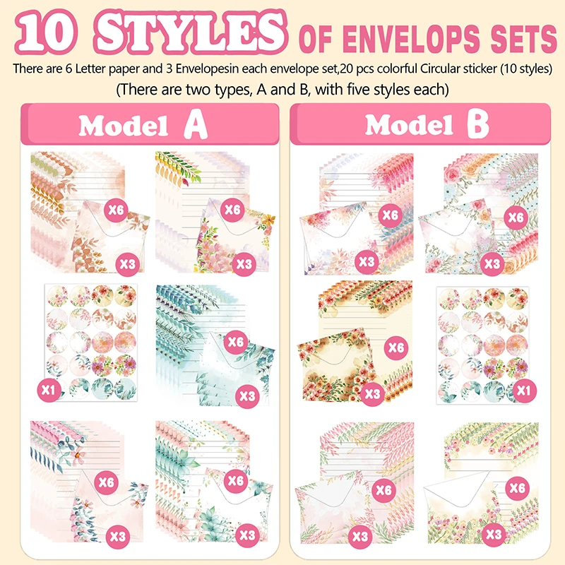 30 قطعة من ورق الألوان المائية الحية مع مجموعة 15 ظرفًا للقرطاسية الشخصية #3