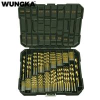 230Pcs HSS Drill Bit Set Titanium Coated Round Shank Drill Metal Steel