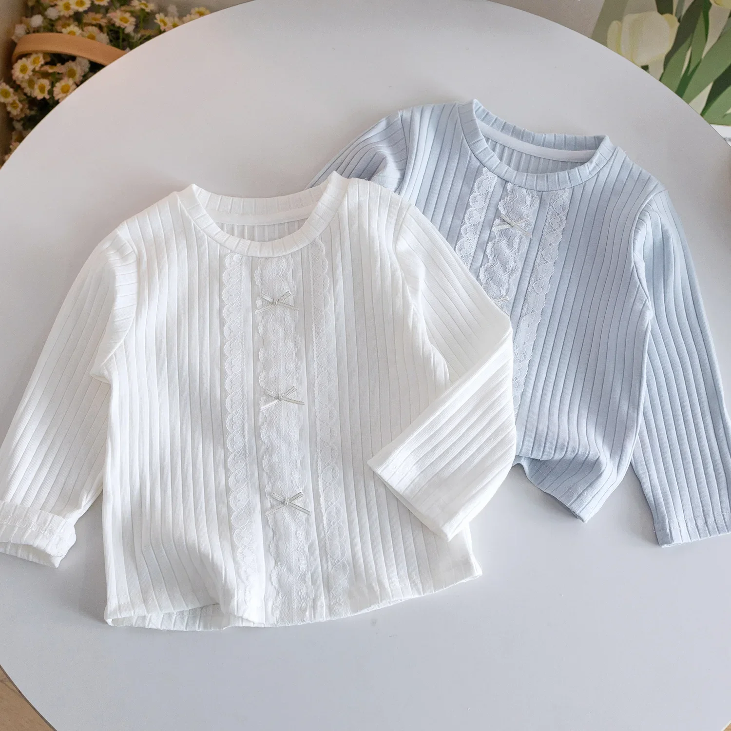 Autumn Fashion Newborn Baby Girls Clothes Comfort Solid Color Lace Long Sleeves Trendy Breathable Kids Girl Korean Style