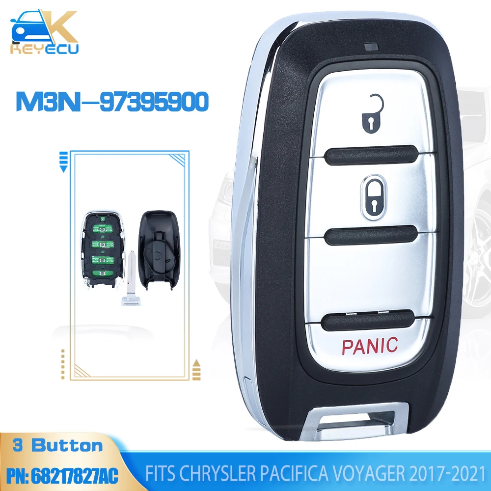 M3N-97395900 68217827AC for Chrysler Pacifica 2017 2018 2019 2020 2021 Smart Remote Key 433MHz Fob