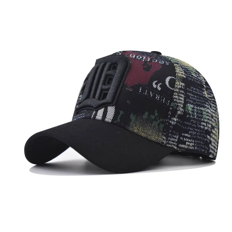

New Outdoor Trendy Round Logo Letter Embroidered Baseball For Men And Women Plaid Trucker Hat Mesh Cap Fashion Hat
