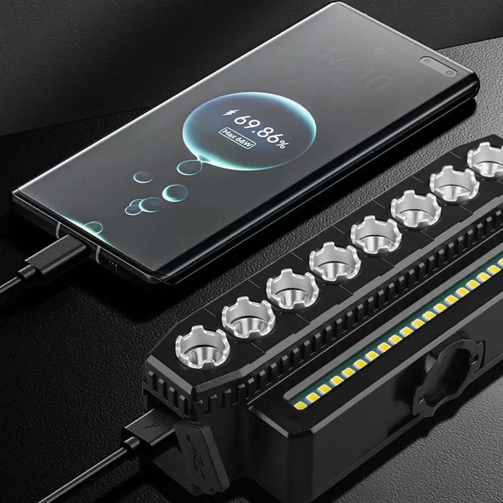 ไฟหน้าจักรยานแบบชาร์จไฟผ่าน USB กันน้ำ พร้อมกระดิ่งจักรยาน ความสว่างสูง มองเห็นได้ชัดเจน ไฟหน้าสำหรับปั่นจักรยานกลางคืน