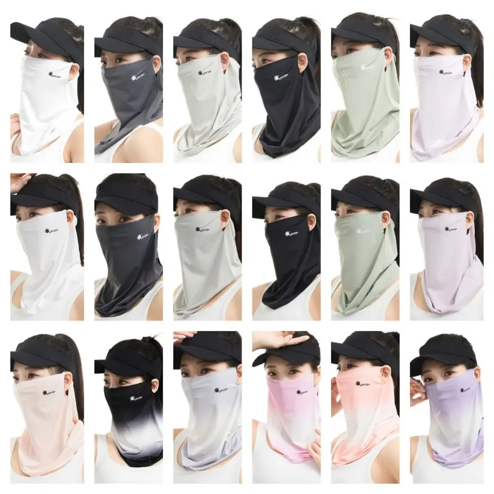 Letter Summer Ice Silk Face Mask Sun Protection Fishing Face Shield Neckline Face Cover Simple Hiking Face Scarves