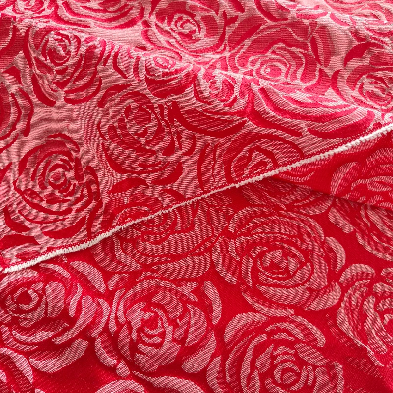 Rose Jacquard Relief Fabric Dress Hanfu Designer Clothing Fabrics Wholesale Sewing Cloth Handmade Diy Material By Meters