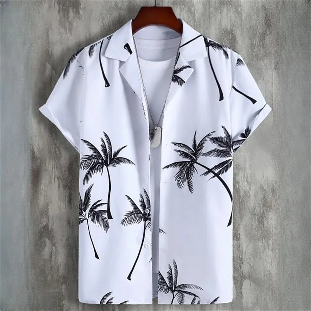 Hawaiian style short-sleeved shirt jacket with 3D digital printing, loose and casual men\'s short-sleeved shirt, new style for 20