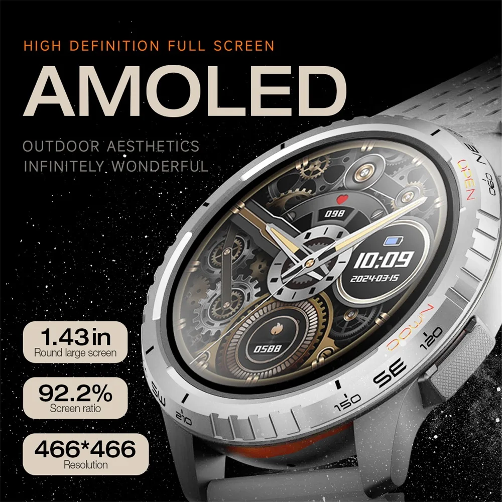 SKMEI Women Waterproof Voice Assistant Smartwatches Pedometer Sports Smart Watch 1.43 inch AMOLED Men Wristwatch For Android IOS